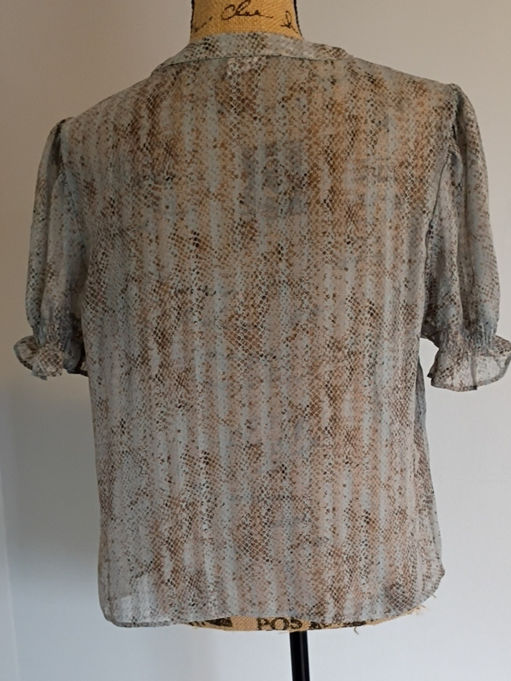CAbi Neutral Snake-Print Ruffle Front Blouse - Picture 4 of 5